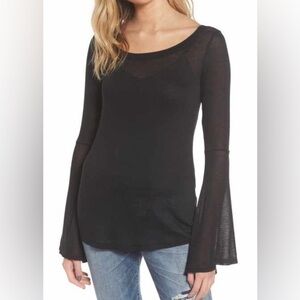 Hinge Nordstrom Flare Sleeve Long Sleeve Top